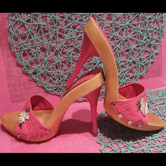 Bebe Platform Wooden Heels Swarovski - Picture 5 of 8